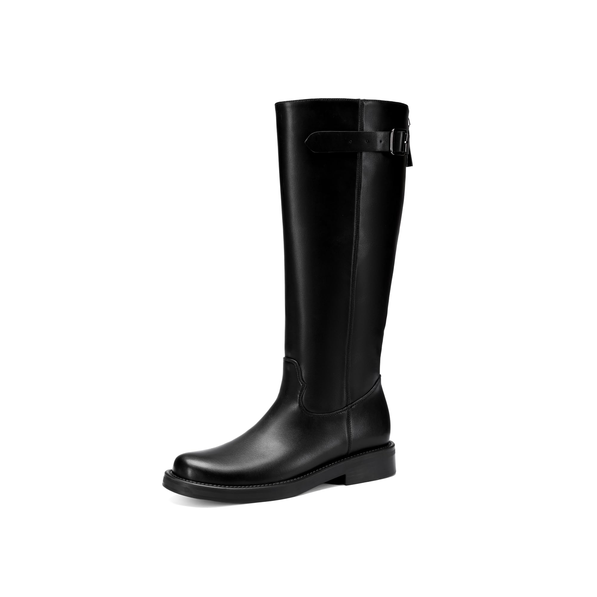 Womens Knee High Boots Chunky Heel Square Toe Tall Boots For Women low Heel Back Zipper Boots