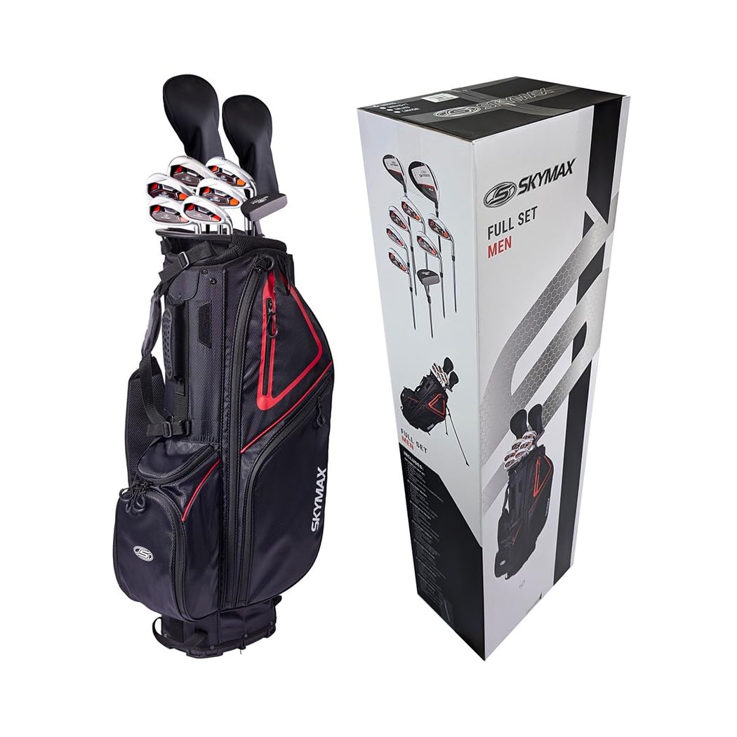 Skymax  Men’s Steel Golf Club Package Set - Black/Red - Right Hand