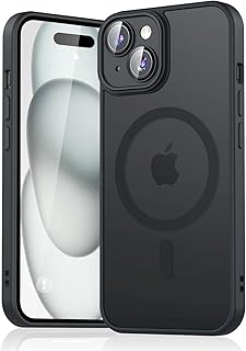 جراب حماية مغناطيسي قوي لموبايل آيفون 15 يناسب ماج سيف 3 متر مقاوم للسقوط بملمس غير لامع ومقاوم للصدمات ومناسب لموبايل آيفون 15 (لون أسود)