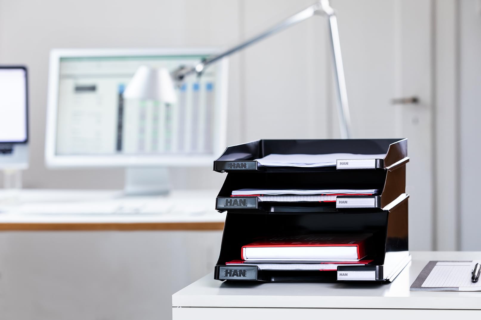 HAN Briefablage KLASSIK XXL - 2 STÜCK, DIN A4/C4, extra hohe Ausführung, Schreibtisch Organizer, Bürobedarf, Büromaterial, Briefkorb, Dokumentenablage, 1047-11, lichtgrau