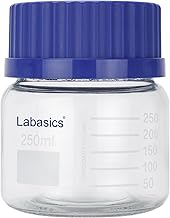 Labasics Round Storage Bottle with Screw Cap GL80 Borosilicate Glass Wide Mouth Reagent Bottle for Laboratory Sample Storage, 250ml