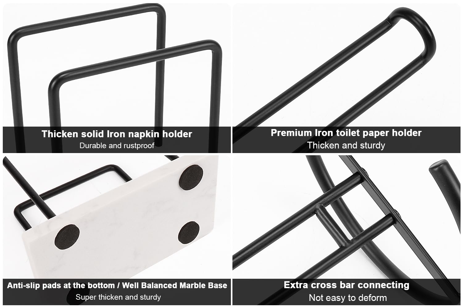 Livabber Juego de 2 servilleteros y toalleros de papel, 2 accesorios de cocina, soporte de metal para pañuelos con base de mármol + dispensador de toallas de papel independiente para mesa de cocina,