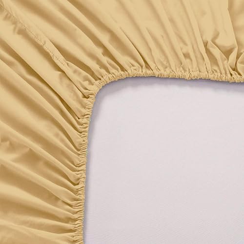 Miniatura 2 de Royal Tradition Sábana bajera ajustable de mezcla de algodón de 650 hilos, tamaño King, solo para camas ajustables, color dorado, la sábana inferior