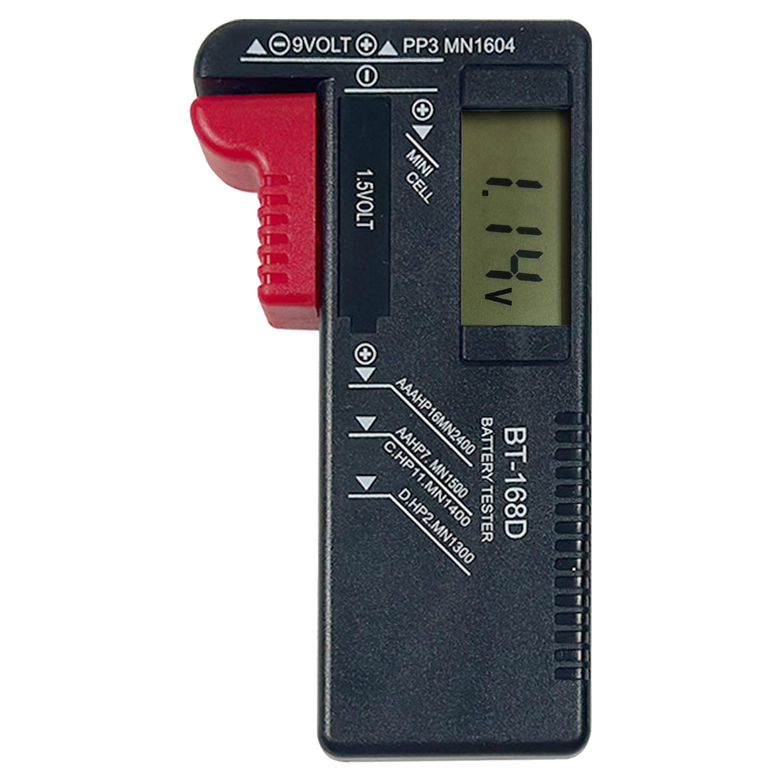 Testeur de piles et batteries universel numérique BT-168D pour écran LCD, Compatible avec Piles AA, AAA, C, D, 9V et Bouton 1,5V, pour Usage Domestique et Professionnel (Numérique explicite)