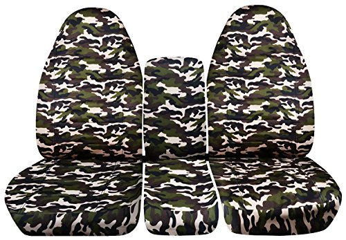 Totally Covers Compatible with 2002-2005 (3rd Gen) Dodge Ram Camo Truck Seat Covers (40/20/40 Split Bench) with Center Console, w Separate/Molded Headrests - Front: Brown (16 Prints)