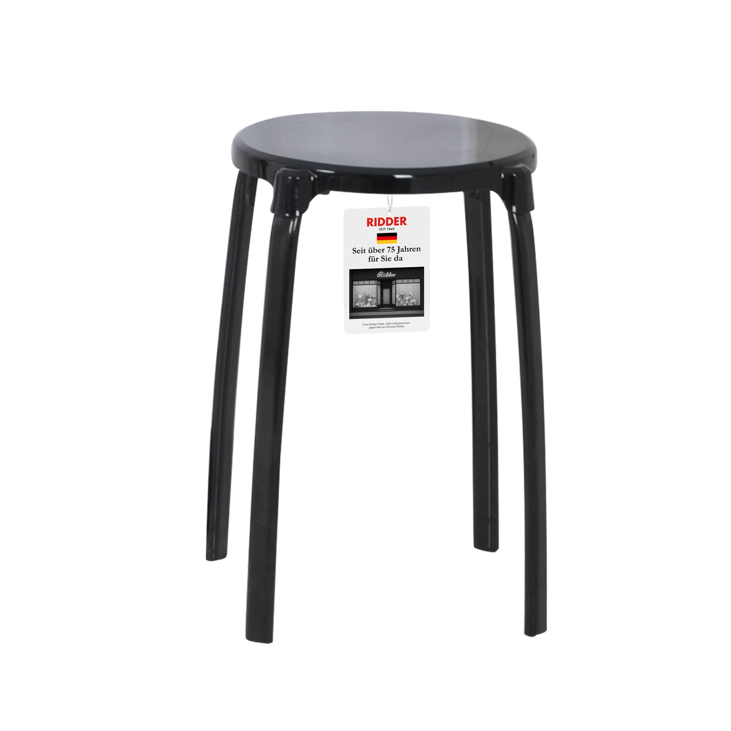 RIDDER Sgabello da bagno Max, rotondo, nero
