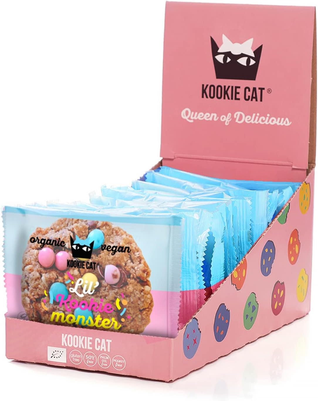 Lil’ Kookie Monster - Individually Wrapped Vegan Cookies, Gluten Free, Soy Free, Bio and Organic, Cashew & Oats - 12 x 50g Multipack