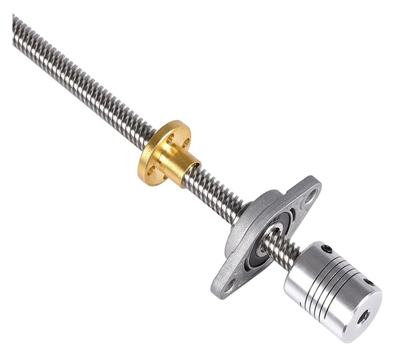 Juego de Piezas for Impresora 3D, con husillo T8 de 8 mm (150/200/300/400/500 mm), Tuerca de Cobre, Soporte de rodamiento KFL08 y Kit de Acoplamiento Flexible de 5 a 8 mm.(500mm)