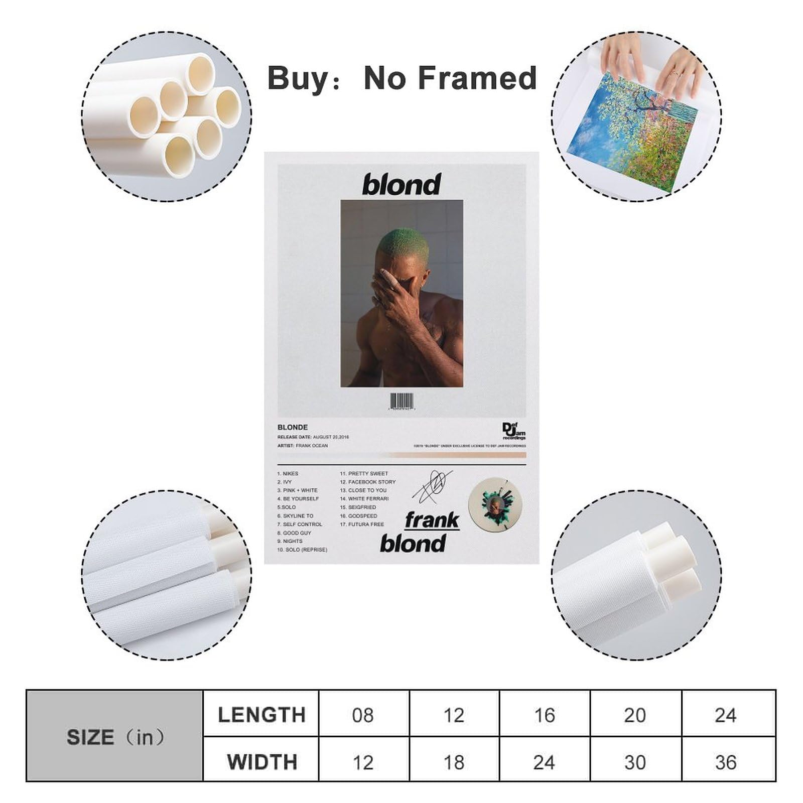 Amazon.com: BATWHO Frank Ocean Poster BLONDE Album Canvas Poster