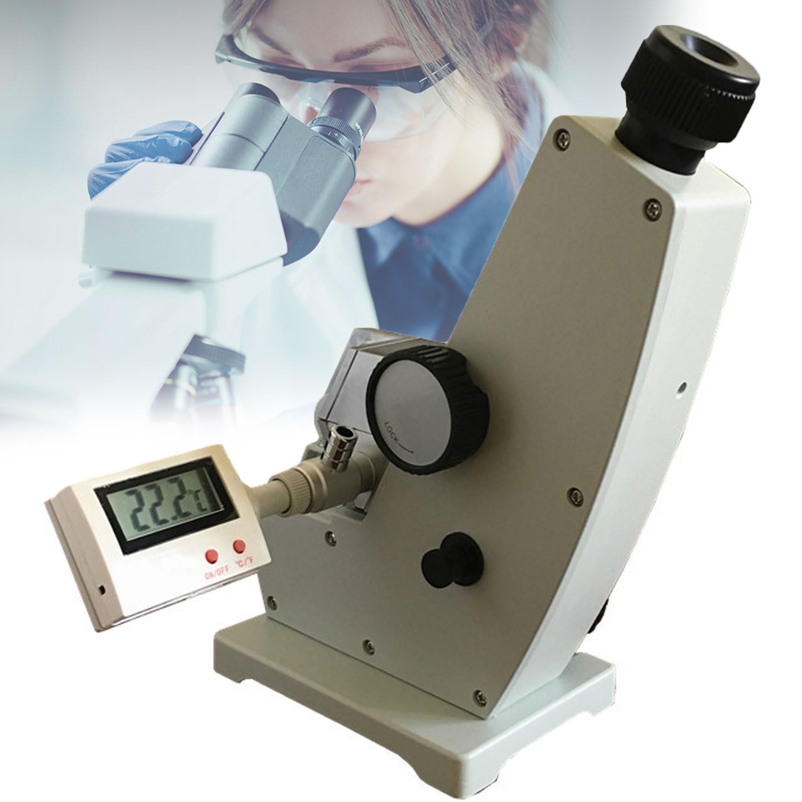 Refractómetro digital para medición de concentración de azúcar, rango de 0-95%, precisión 0.0002, nitidez ajustable, ideal para laboratorio, industria, educación e investigación