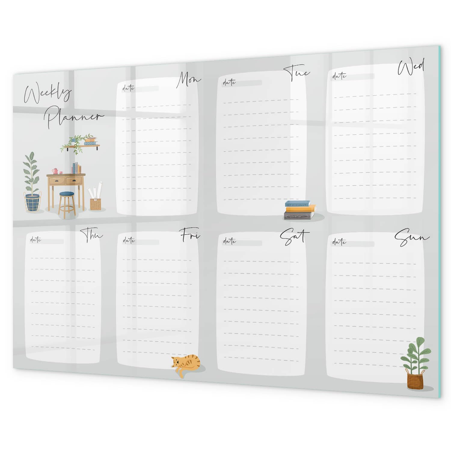 Tableau blanc magnétique mural 60x40 cm | Agenda hebdomadaire confortable