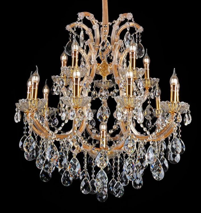 Image of Sanleen Luxury Crystal Glass Candle Chandelier 6-Light Ceiling Hanging Lamp | Modern Antique Candle Style Chandelier jhummer for Living,Dining Hall | (24 Inch)(Bulb Include) Design -12