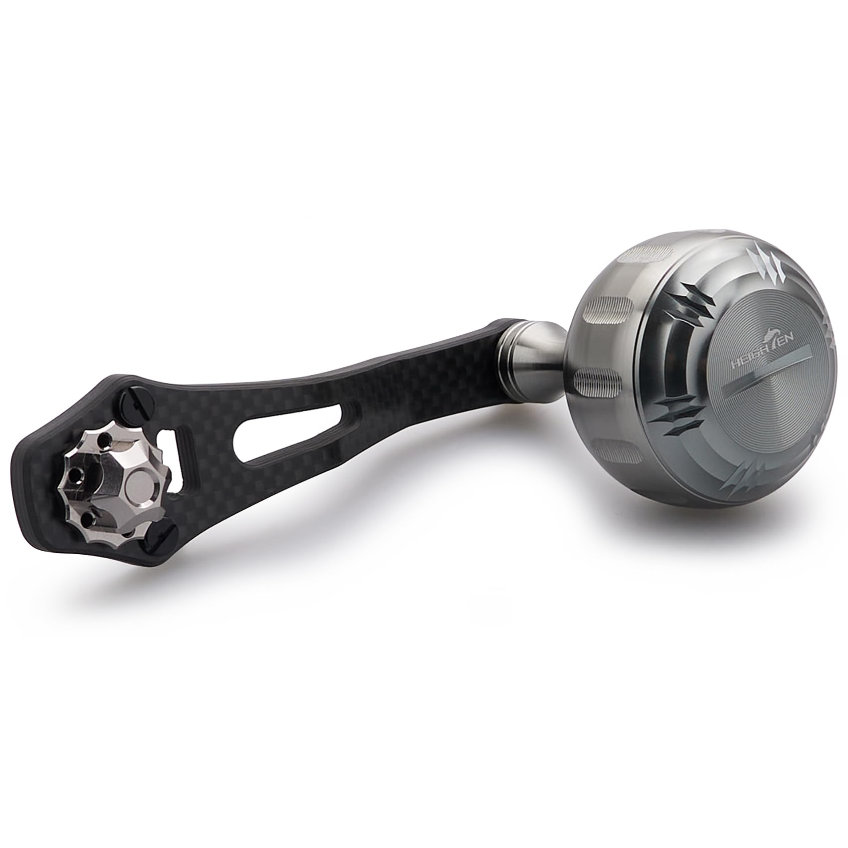 HEIGHTEN Mango de carrete de pesca de 80 mm/90 mm para Shimano Daiwa Abu Garci Penn Kastking Lew's Baitcasting Reel Power Crank accesorio (todo plateado, mango de 80 mm/90 mm, perilla de 35 mm) (0656)