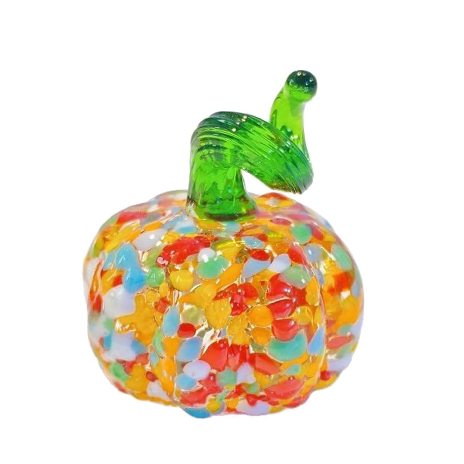 HDOYTXXM Transparency Glass Halloween Pumpkin Sculpture Decorative Piece for Shelf Centerpieces Display Ornament Miniature Glass Pumpkin Collectible