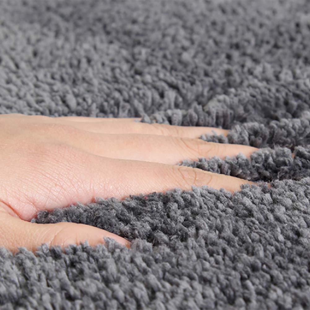 2-teiliges Super Plüsch-Badmatten-Teppichset aus Rutschfester Mikrofaser, superabsorbierender Badteppich Bad-Duschmatte Set-grau 20 x 20 Zoll + 24 x 35 Zoll