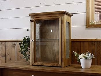 ブラウン木製キャビネット ガラス扉付き ヴィンテージ木製キャビネット ガラス扉付きダークブラウン