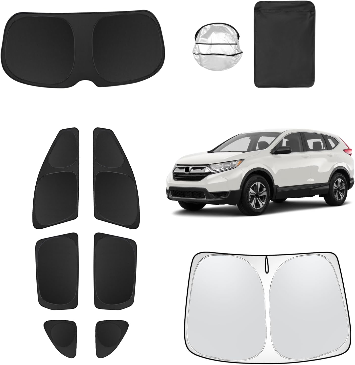 8pcs Car Window Shades for Honda CR-V CRV 2017-2022 Accessories,Windshield Side Rear Full Sunshade,Sun Visor UV Blocking, Privacy Protection and Blackout for Camping Outdoor for 2017-2022 Honda CR-V