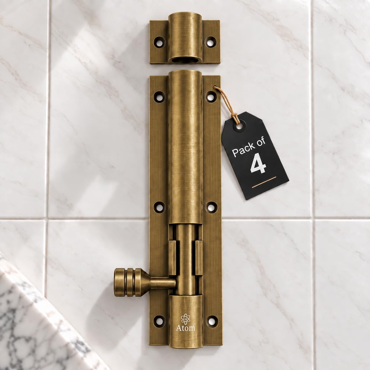 Atom 8 Inch Tower Bolts - Antique Finish (Pack of 4) -12