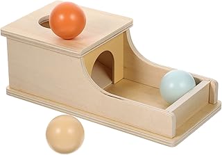 NUOBESTY Montessori Coin Box Object Permanence Box Wooden Ball Drop Play Wooden Tray and Ball Drop Set for Toddlers Early Educational Developmental