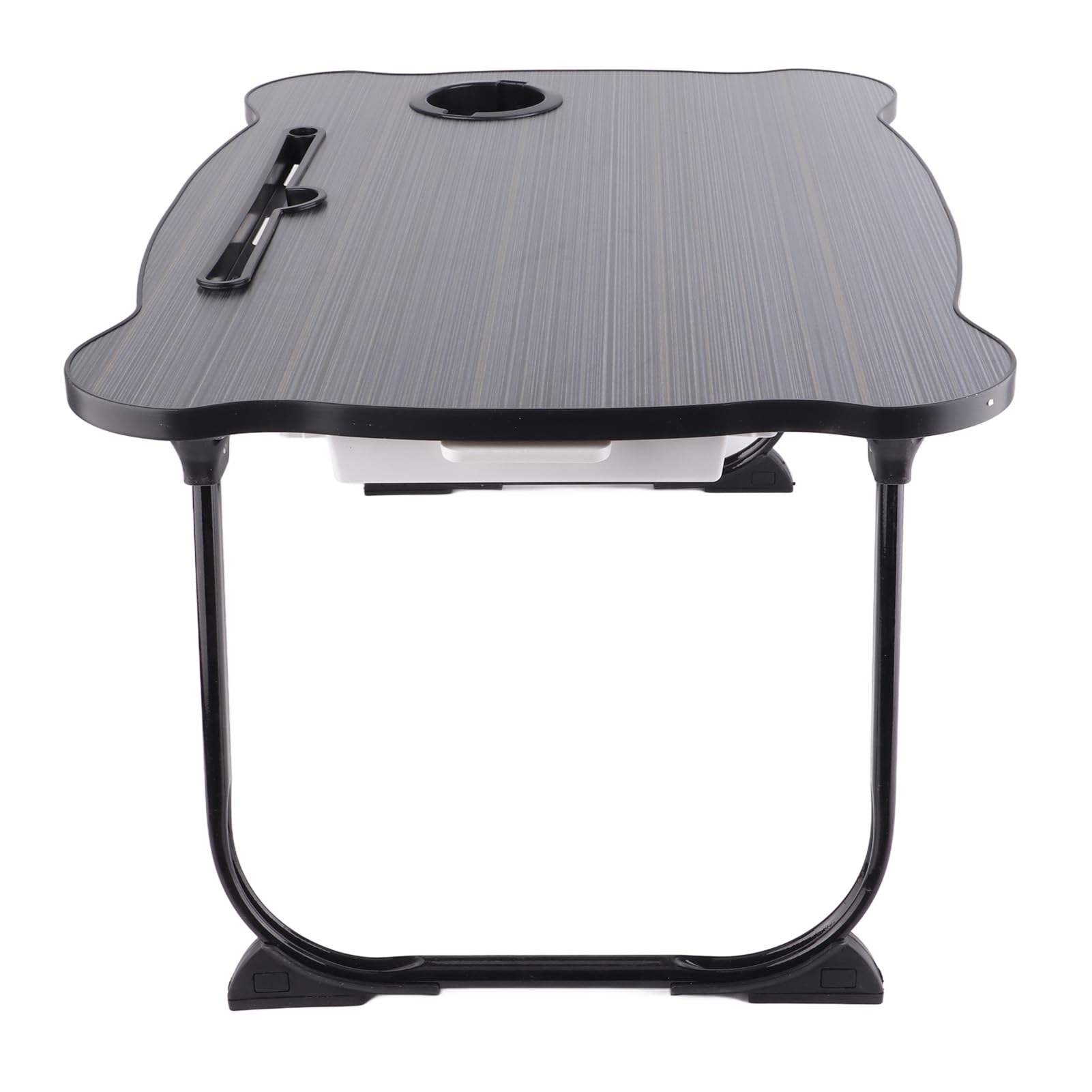 Tavolo da letto pieghevole portatile con portabicchieri, vassoio ideale per la colazione per uso portatile, perfetto per studenti e casa, 60 x 40 x 28 cm, nero, design multifunzionale