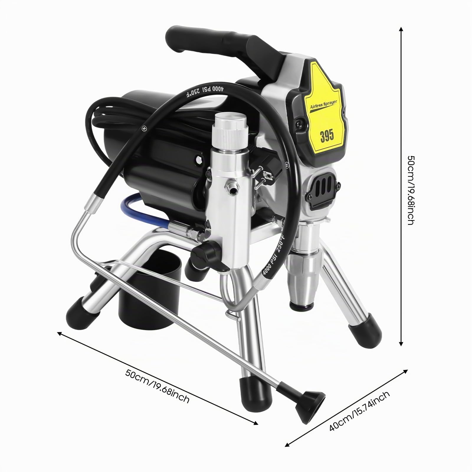 Pistola de pintura de pared Airless con tubo de alta presión y pistola pulverizadora, 1800 W, pulverizador de pintura eléctrico, 3300 PSI Airless para pinturas interiores y exteriores a base de agua y