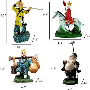 Amazon.co.jp: 西遊記像 4 個、孫悟空フィギュア、樹脂製仏僧彫刻