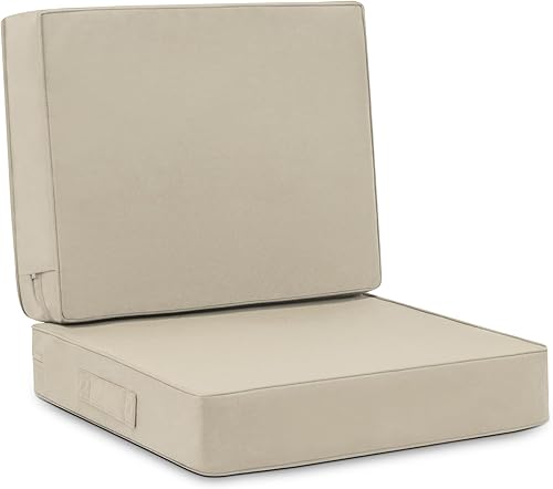 Favoyard Juego de cojines de asiento profundo para patio, 24 x 24 pulgadas, impermeables, para muebles de patio, con funda extraíble y resistente a