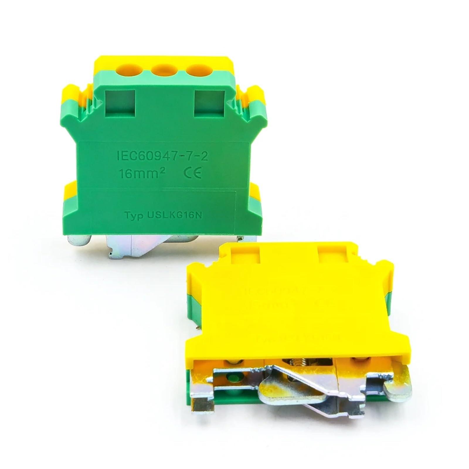 10Pcs USLKG 16 DIN Rail Terminal Block Grounding High Current 500V 101A Screw Connection Conductor