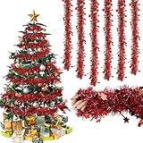 Shyllin Weihnachten Lametta Girlande, 6er-Pack Lametta Weihnachtsbaum, 2 M Lange Weihnachtsgirlande Lametta, geeignet für Weihnachts-, Hochzeiten und Einkaufszentrum-Dekorationen