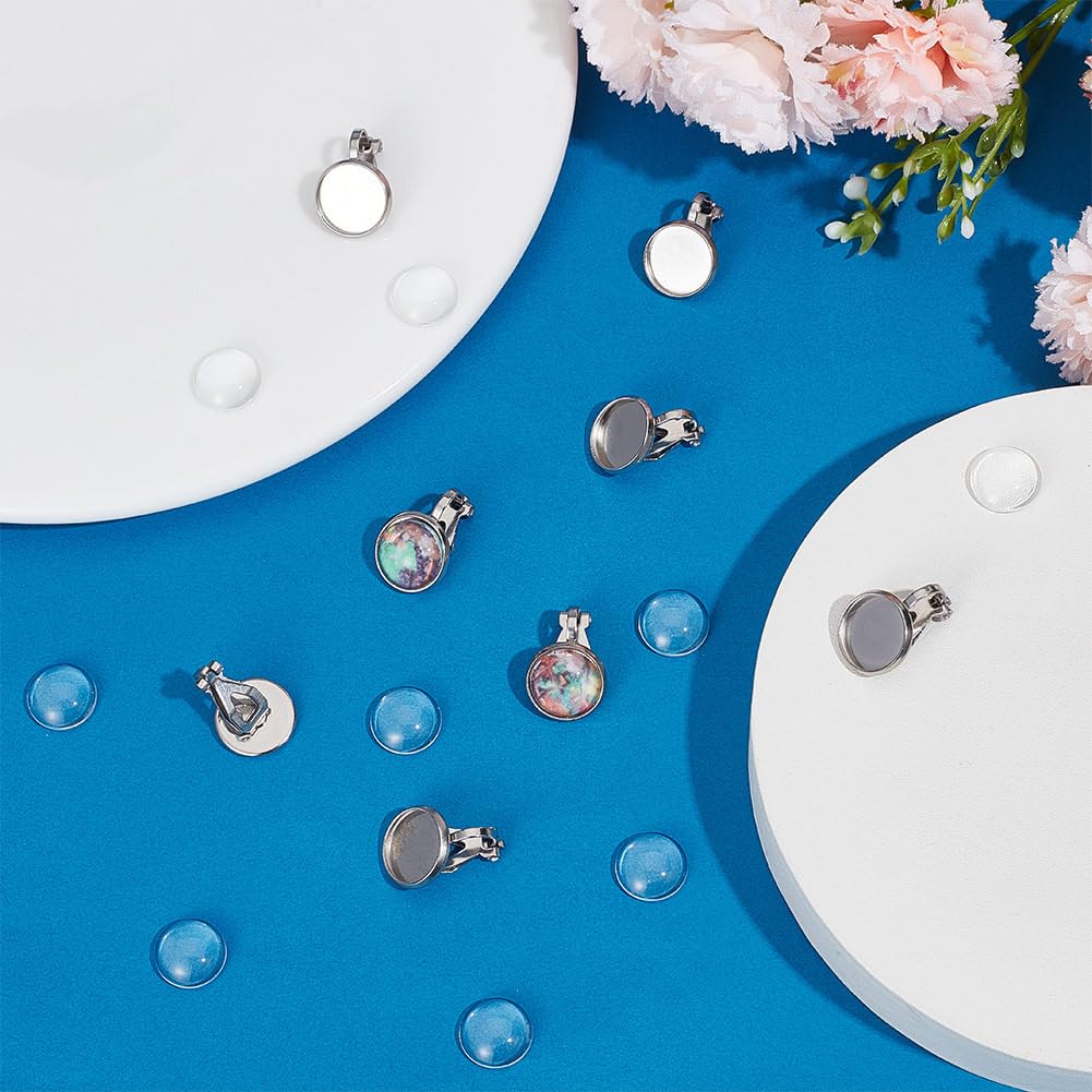 UNICRAFTALE Clip-on Earring Making Kit – 50 Sets, Stainless Steel Blanks With Round Trays For Cabochons - View #4