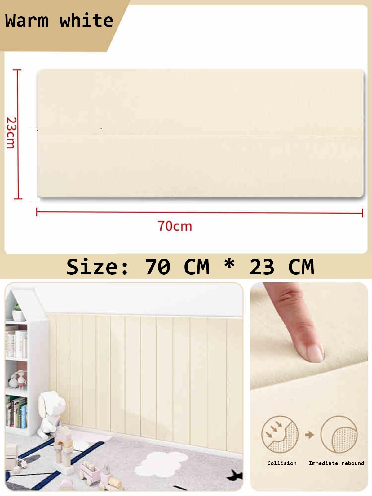 Lot de 10 panneaux de tête de lit rembourrés imperméables auto-adhésifs pour chambre à coucher, tapis anti-collision, blanc chaud, panneaux muraux rembourrés