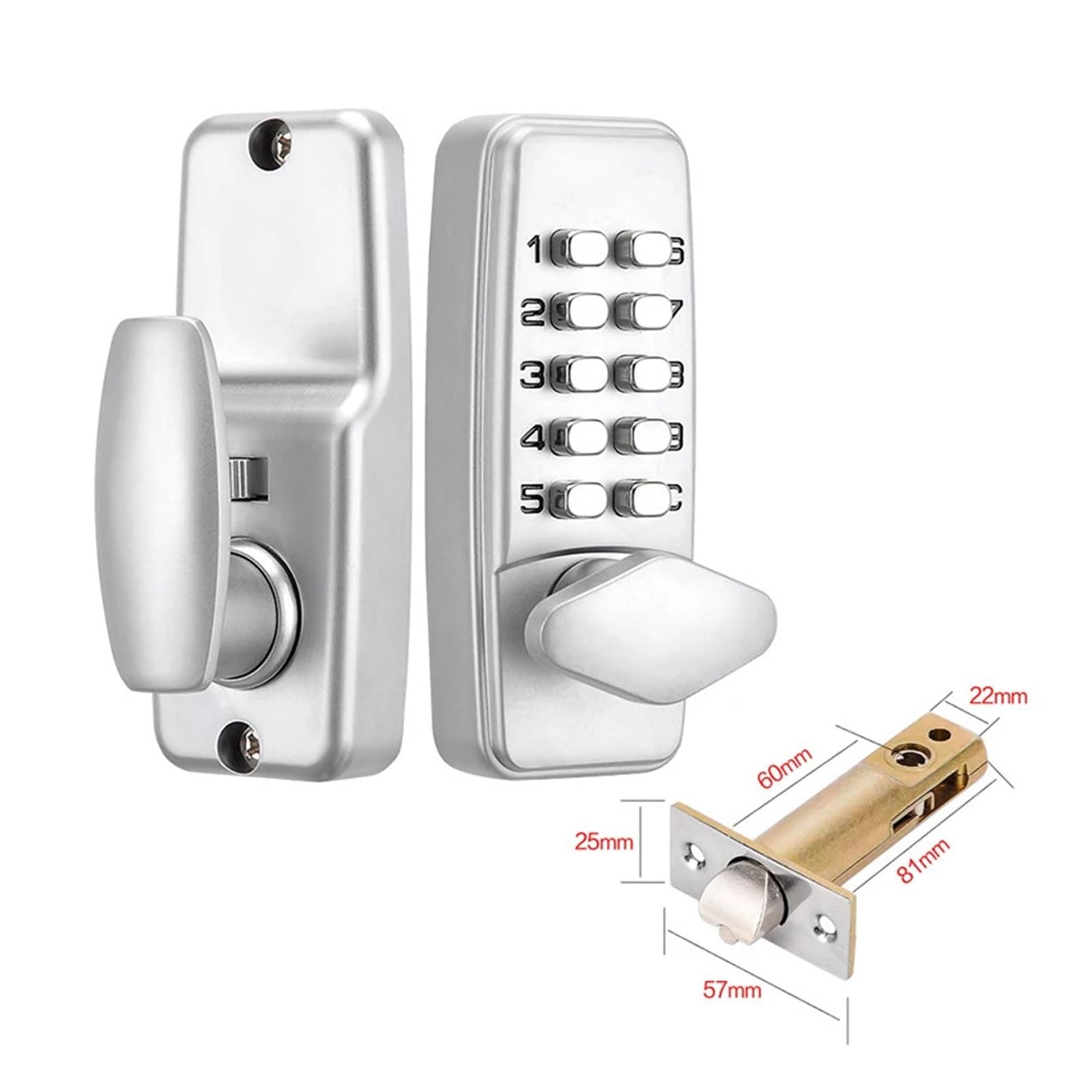 Cerradura de contraseña con botón mecánico impermeable para interiores y exteriores, puerta de metal de madera, sin necesidad de energía