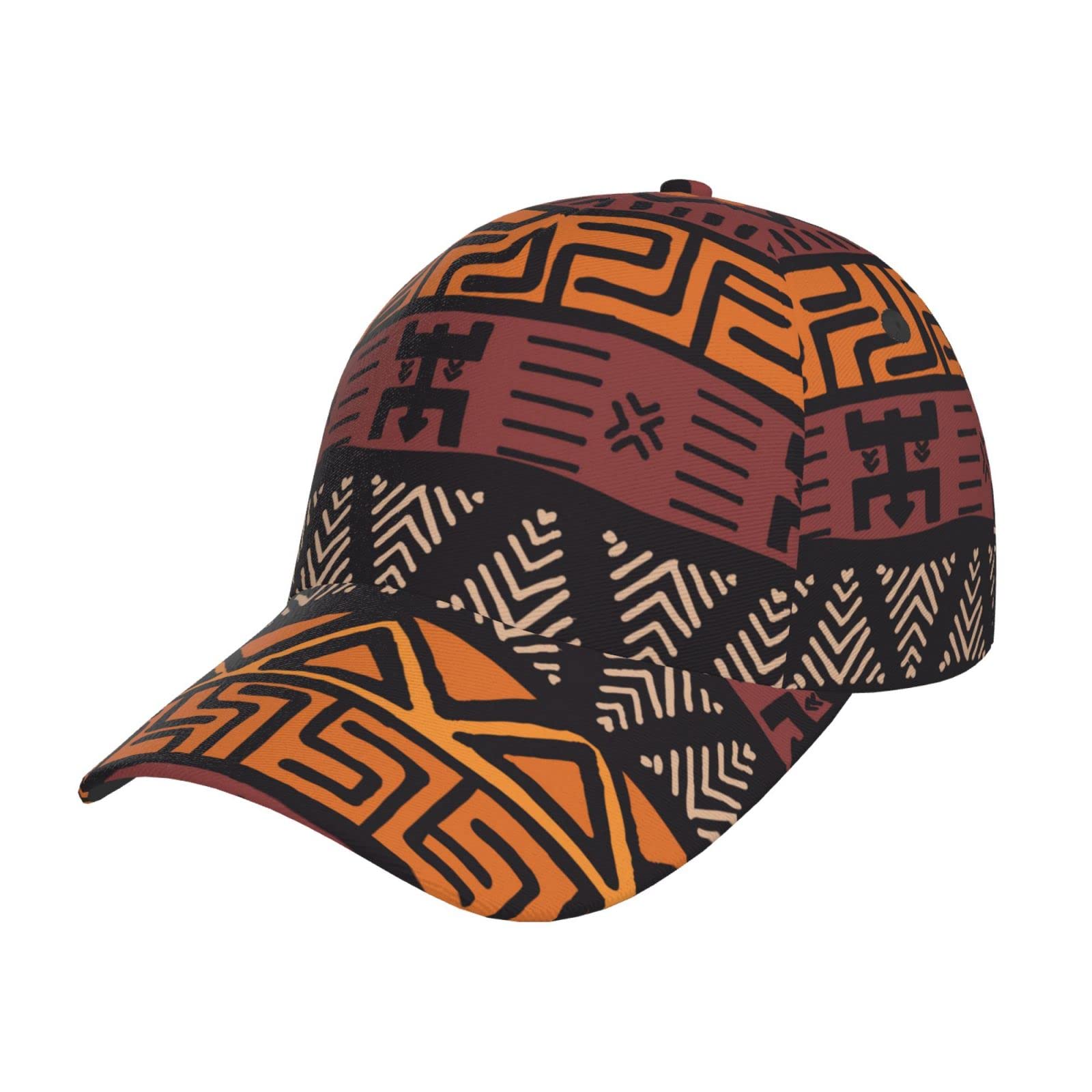 Nezih Unisex African Mud Cloth Tribal Snapback Washed Print Baseball Cap For Men Women - Adjustable Dad Bill Hat