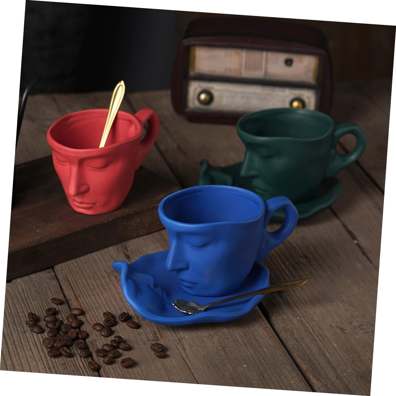 Mikinona Espressotassen-set Aus Keramik Mit Untertasse Teetassen-set Cappuccinotassen- Relief-design Hochtemperaturgebrannt Kratzfest Für Hause Und Büro
