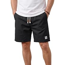 JEMLDL Mens Cotton Linen Shorts Vacation 7'' Summer Beach Mens Shorts | Premium Material Blend, Elastic Waist Drawstring, 7 Inch Inseam Length, Three Deep Pockets, Versatile Lifestyle Wear