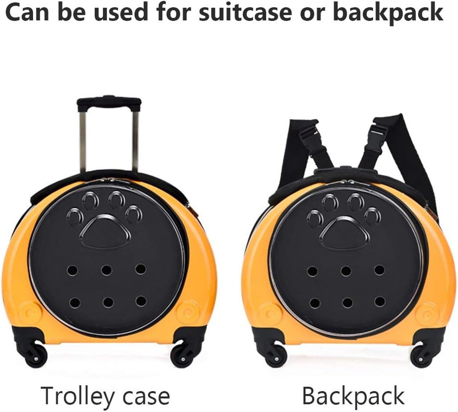 Transportín rodante con Ruedas para Mascotas, Mochila 2 en 1 para Perros y Gatos, Equipaje de Viaje con 4 Ruedas, Aprobado para vuelos, Uso Interior y Exterior, Silver