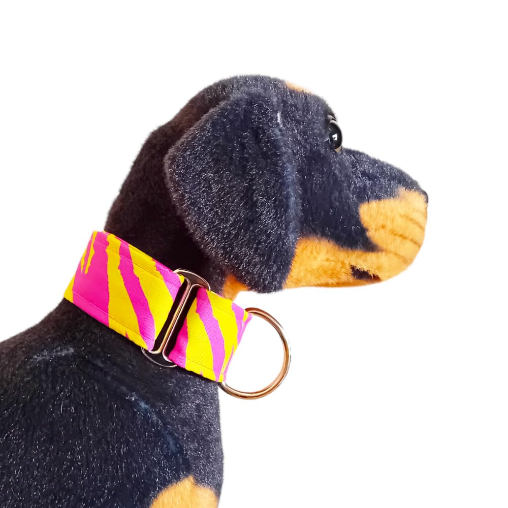 Collar Martingale/Correa/Cinturon Seguridad CEBRA YELLOW para Perro Galgo Greyhound - Hecho a Mano en España