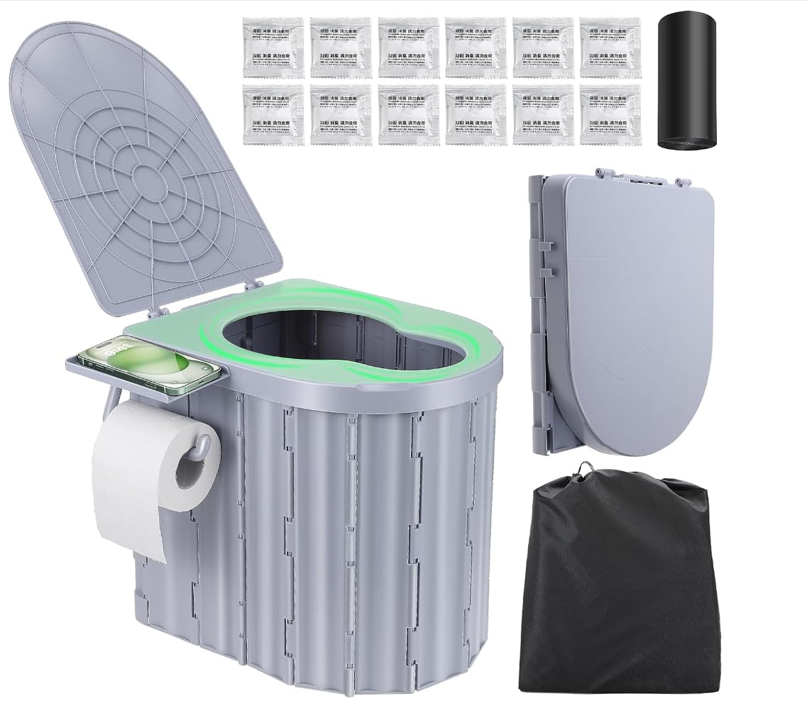 Toilette de camping pliable, toilette portable, toilette mobile pour l'intérieur et l'extérieur, toilette de voiture pliable, convient pour adultes et enfants, convient pour la pêche, les tentes, les