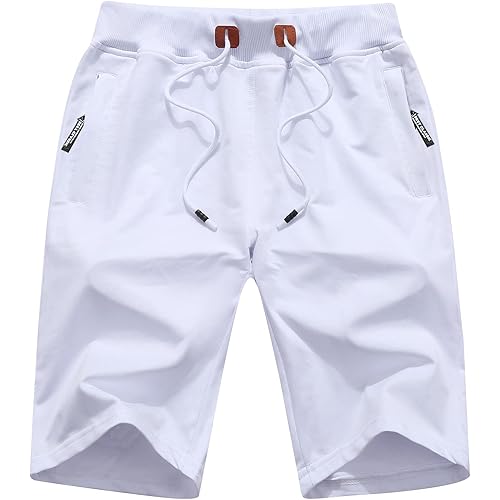 QPNGRP Mens Shorts Casual Drawstring Zipper Pockets Elastic Waist