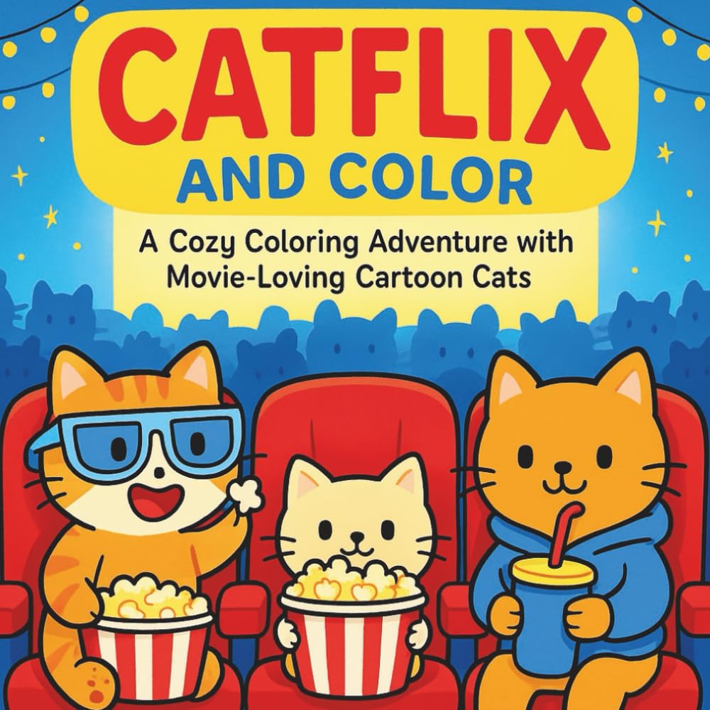 Catflix and Color: A Coloring Book of Iconic Movie Scenes Reimagined with Cats (Cats of the World Coloring Books)