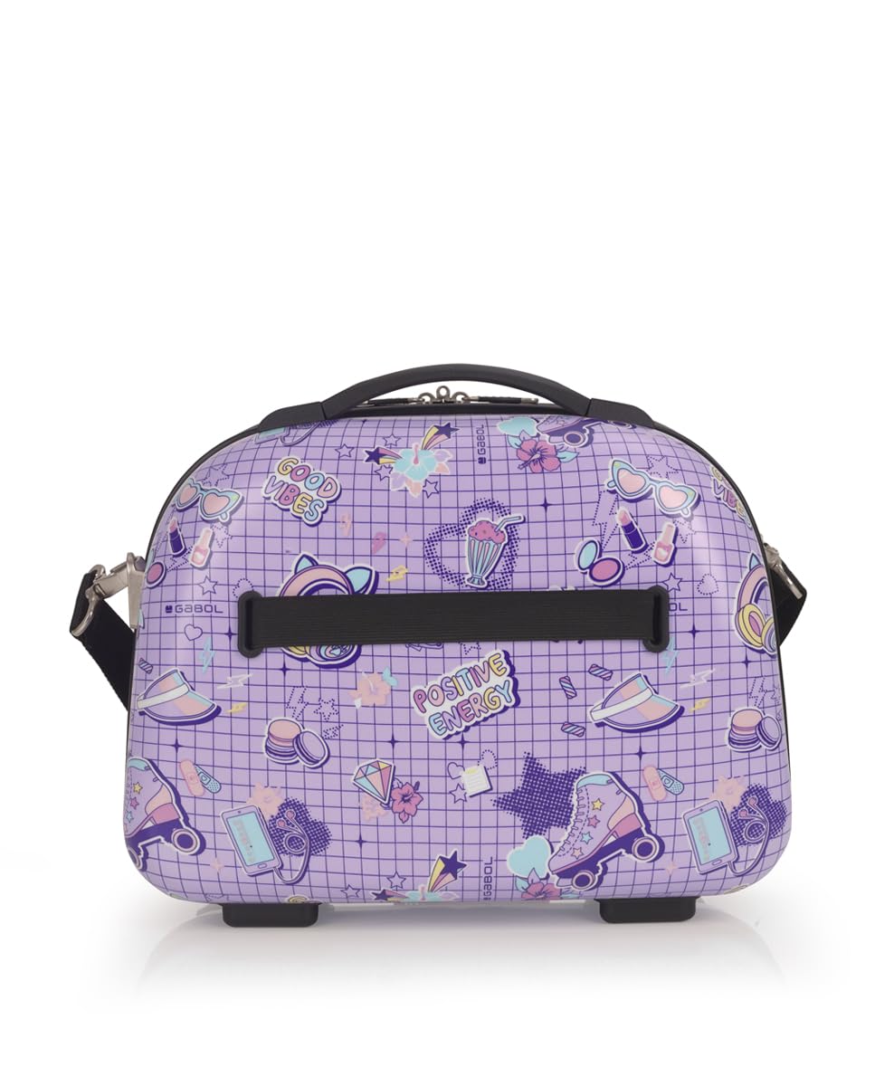 Gabol - Neceser de Viaje Rígido Estampado Funny 35x29x17cm - Peso 1kg con Capacidad 14L - Con Acople a Maleta y Asa - Diseño Español en ABS y Policarbonato - Lila