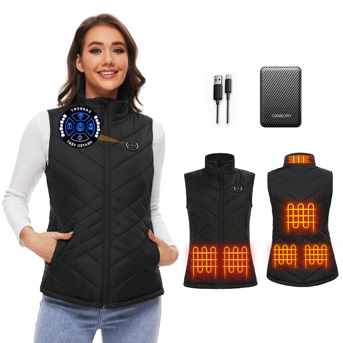 womens heated vest 5in1 smart controller electric heating jacket coat vests gifts for women