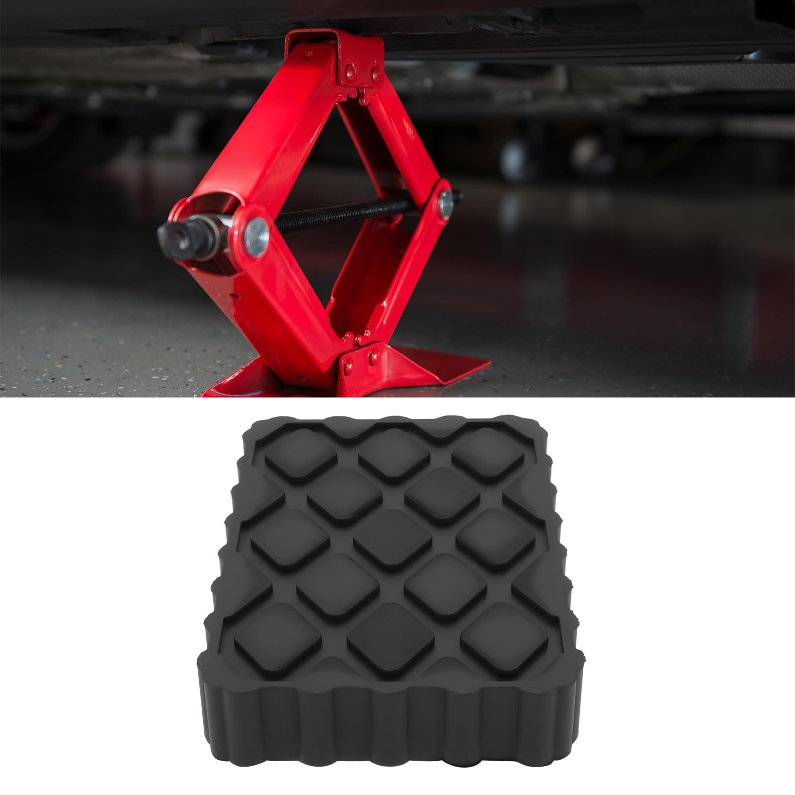 Lot de 4 blocs d'amortissement en caoutchouc pour cric à ciseaux 120 x 80 x 20 mm