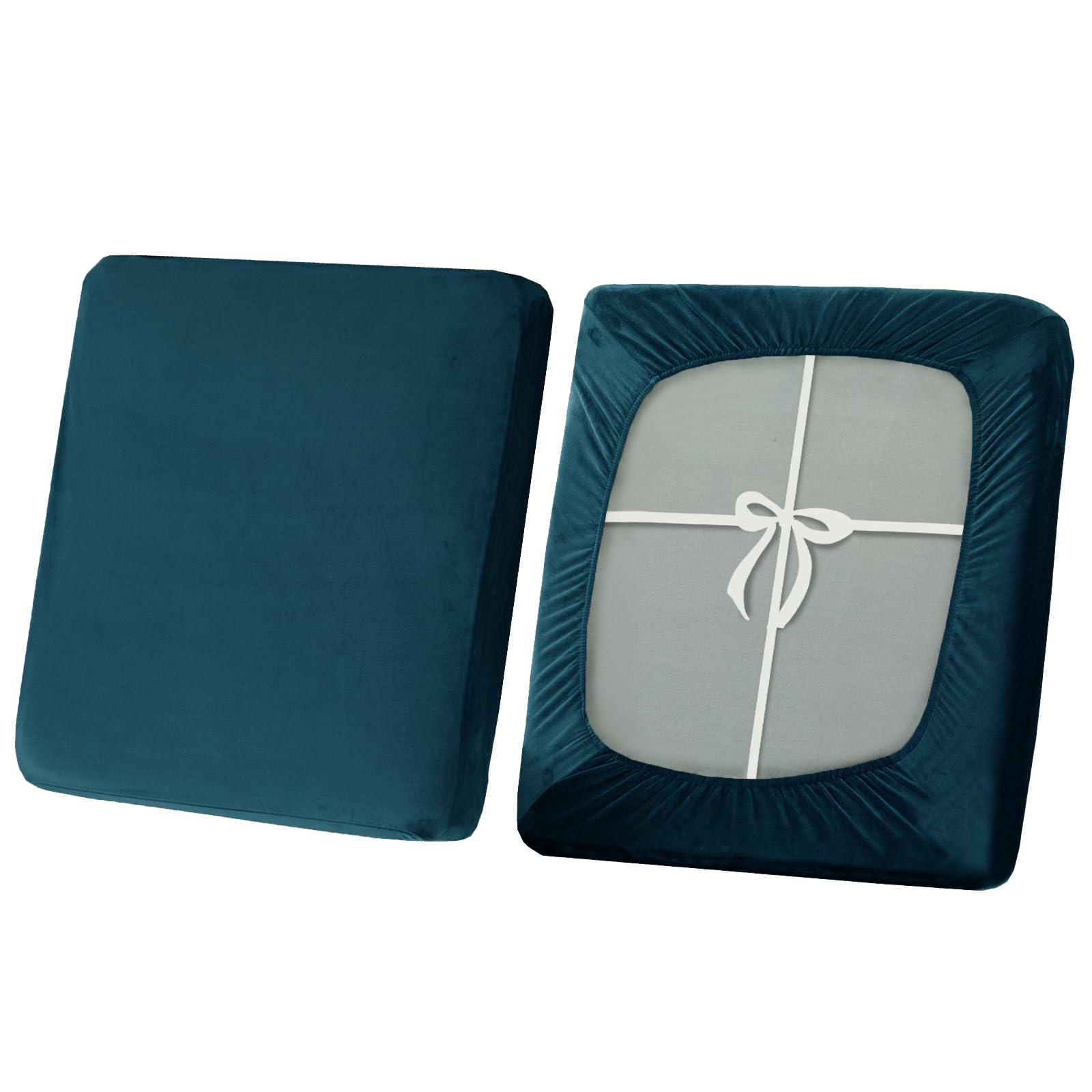 SYLC Stretch Sofa Seat Cushion Covers, Non-slip Sofa Cushion Cover with Ties and Elastic Bands, Velvet Couch Cushion Covers Replacement (Dark teal,Chaise lounge) — image 1