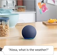 Vista 4 de Echo Dot (5ª generación, versión 2022) en paquete Glacier White con bombilla de color inteligente TP-Link Kasa