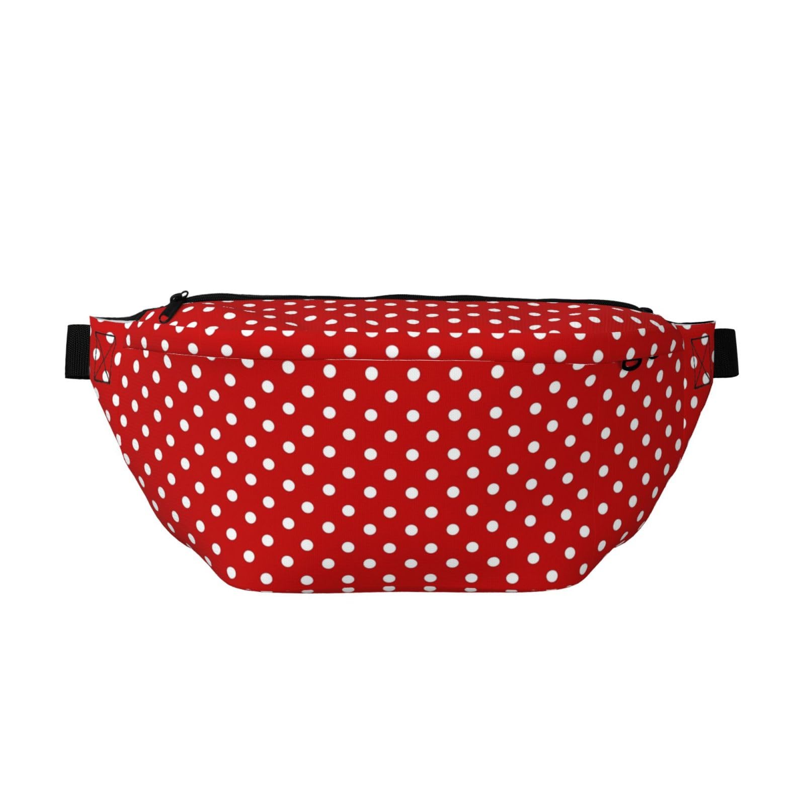 Red White Polka Dots Bag Women Men Fanny Pack Crossbody Waist Packs Bags with Adjustable Strap for Running Cycling