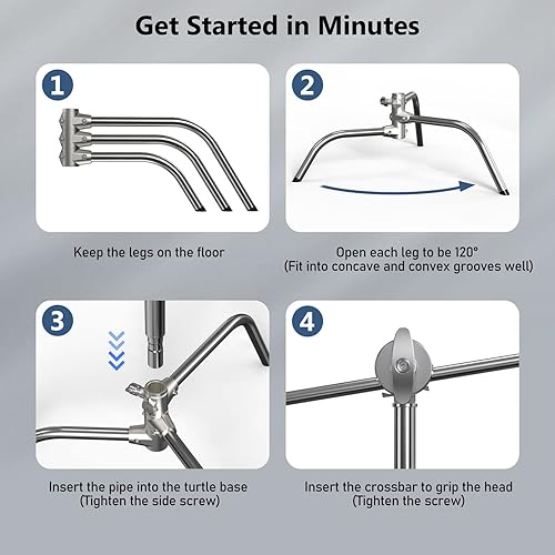 Miniatura 4 de Soporte para fotografía C con brazo de pluma 100% acero inoxidable - Takerers BS11 resistente altura máxima de 10.5 pies  131 pulgadas (2 unidades)