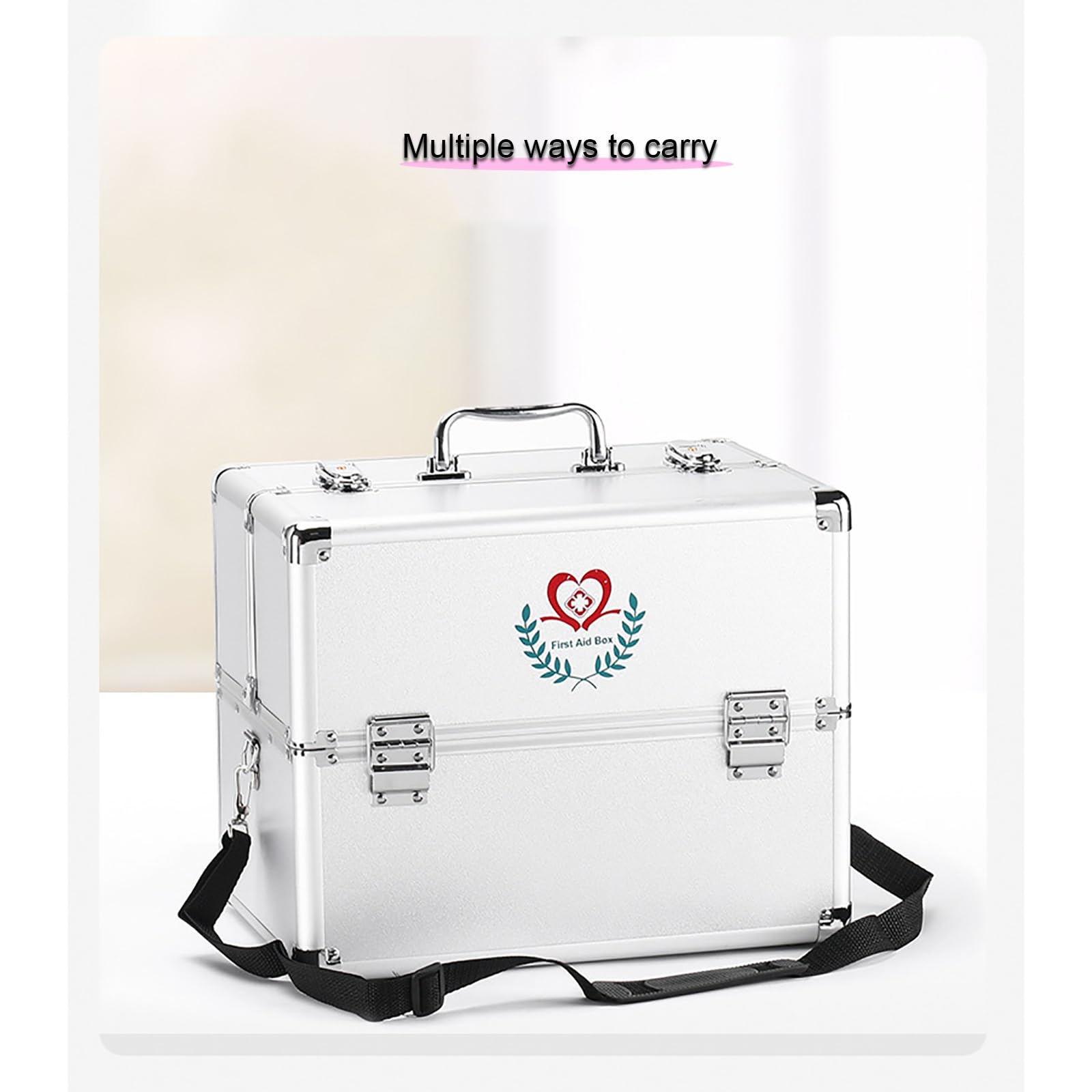 Botiquin Vacio, Botiquín, Neceser Botiquin, caja de Almacenamiento de Suministros de Emergencia con Llave y Cerradura, caja de Medicamentos de Aleación de Aluminio de gran Capacidad(Large)