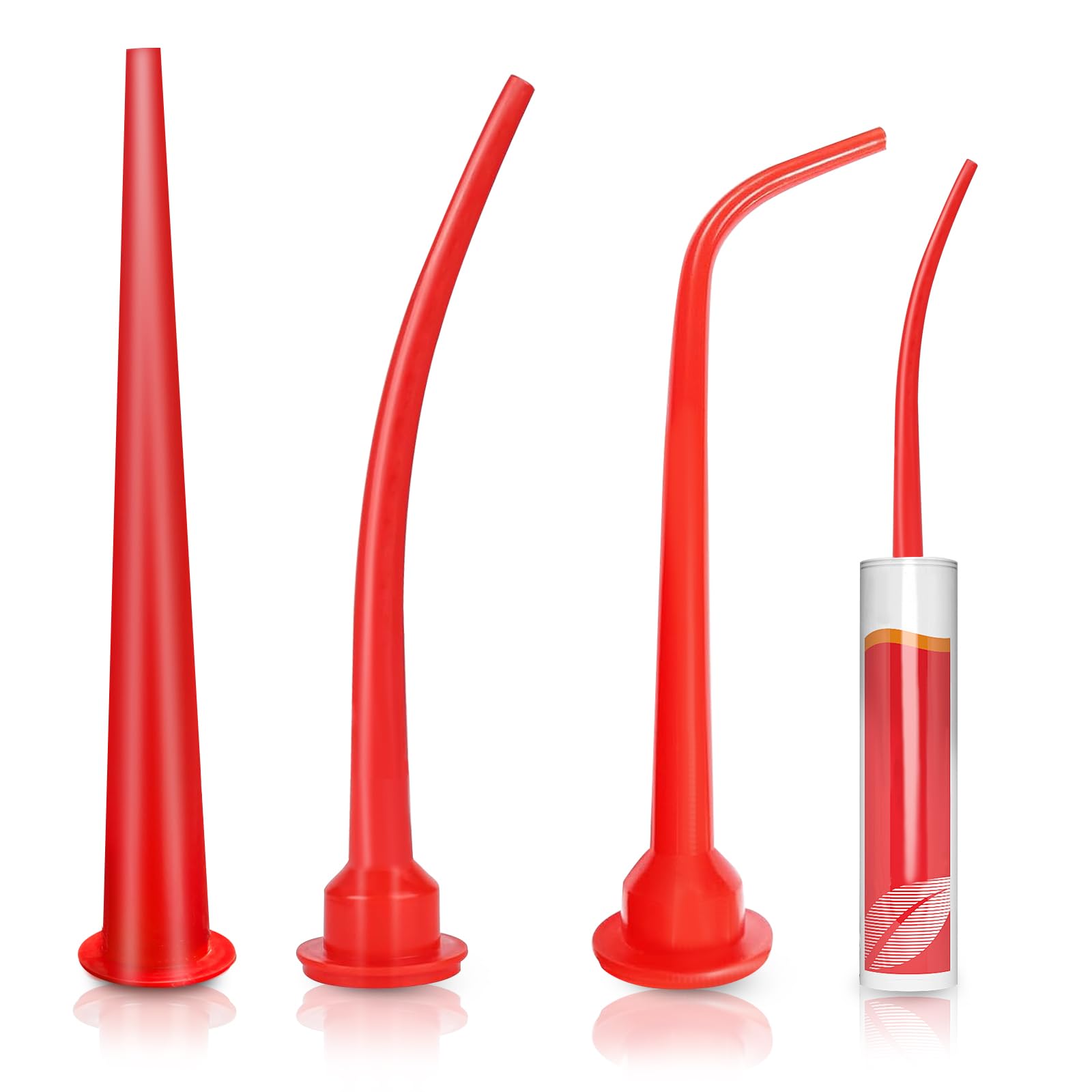 Dyhnqe 3Pcs Caulking Gun Nozzles, 29Cm Long Curved Caulk Nozzles Plastic Cones Nozzle Caulking Nozzle Applicator For Construction Sealing Seams Installing Glass (1 Straight+2 Curved)