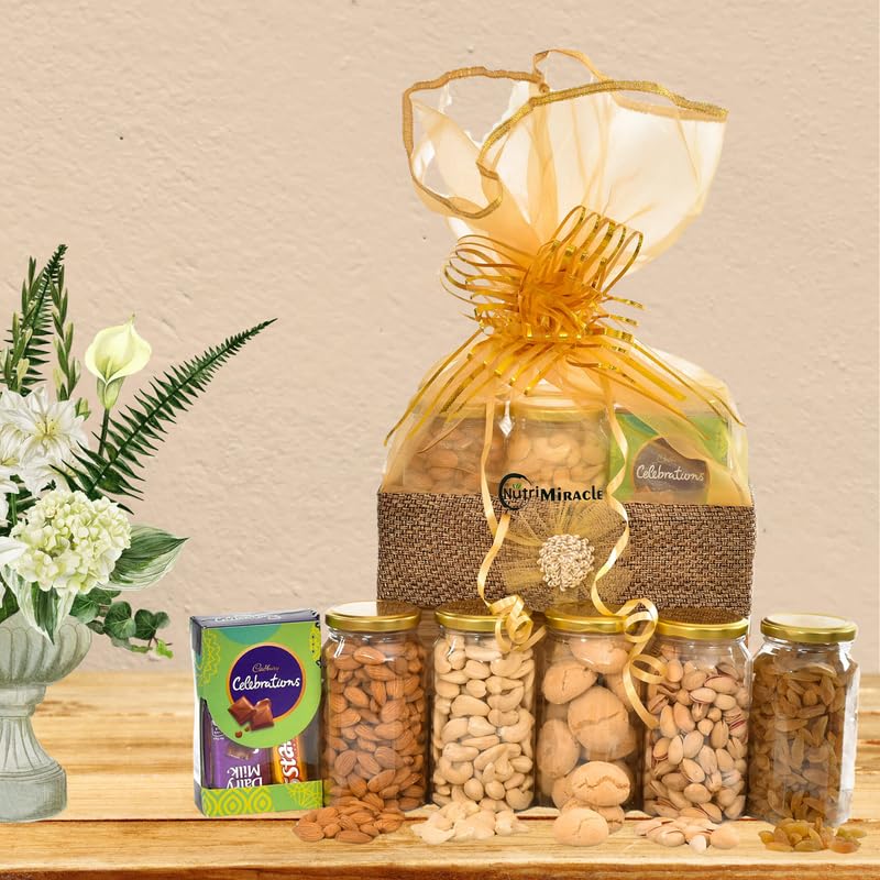 Image of NUTRI MIRACLE Rakhi Gift Hamper for Brother & Bhabhi | Dry Fruits Pack